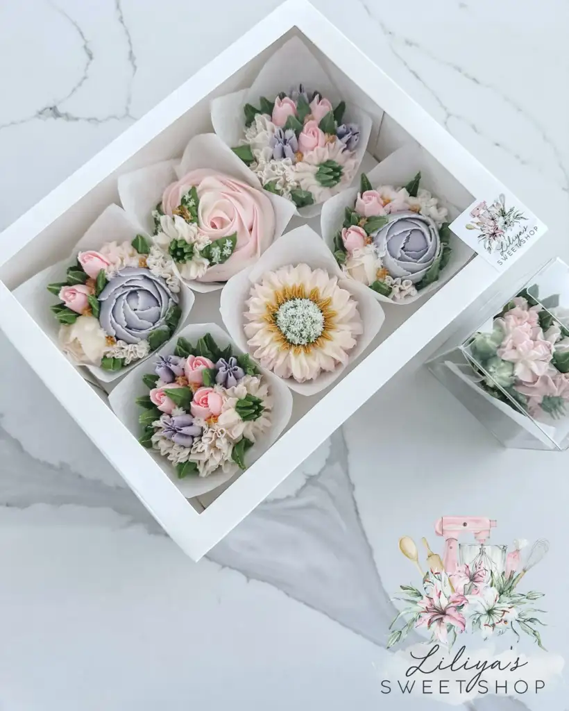Boxed Floral Cupcakes
