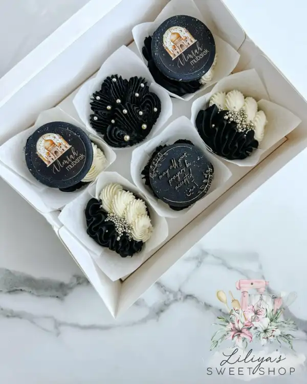 Umrah Mubarak - Box of 6 Floral Cupcakes
